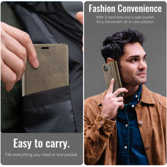 For iPhone 14 Case CASEME 033 Series RFID Blocking Wallet Stand Calf Texture Leather Phone Cover - TechGearPal