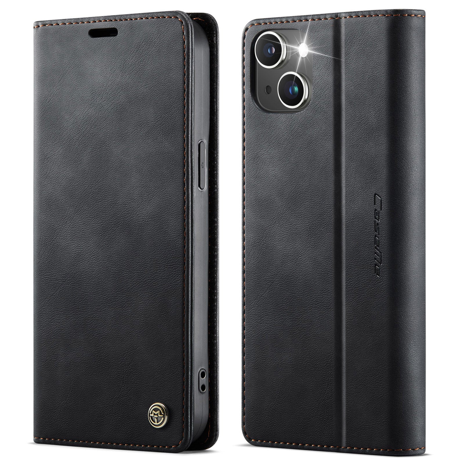 For iPhone 14 Case CASEME 033 Series RFID Blocking Wallet Stand Calf Texture Leather Phone Cover - TechGearPal
