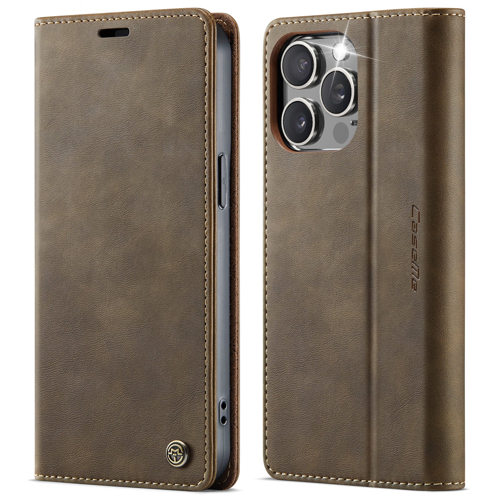 For iPhone 14 Pro Max Case CASEME 033 Series RFID Blocking Wallet Stand Calf Texture Leather Phone Cover - TechGearPal