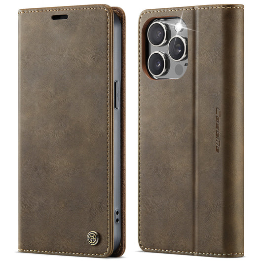 For iPhone 14 Pro Max Case CASEME 033 Series RFID Blocking Wallet Stand Calf Texture Leather Phone Cover - TechGearPal