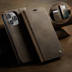For iPhone 14 Pro Max Case CASEME 033 Series RFID Blocking Wallet Stand Calf Texture Leather Phone Cover - TechGearPal