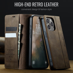 For iPhone 14 Pro Max Case CASEME 033 Series RFID Blocking Wallet Stand Calf Texture Leather Phone Cover - TechGearPal