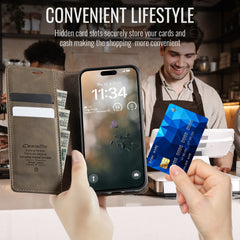 For iPhone 14 Pro Max Case CASEME 033 Series RFID Blocking Wallet Stand Calf Texture Leather Phone Cover - TechGearPal