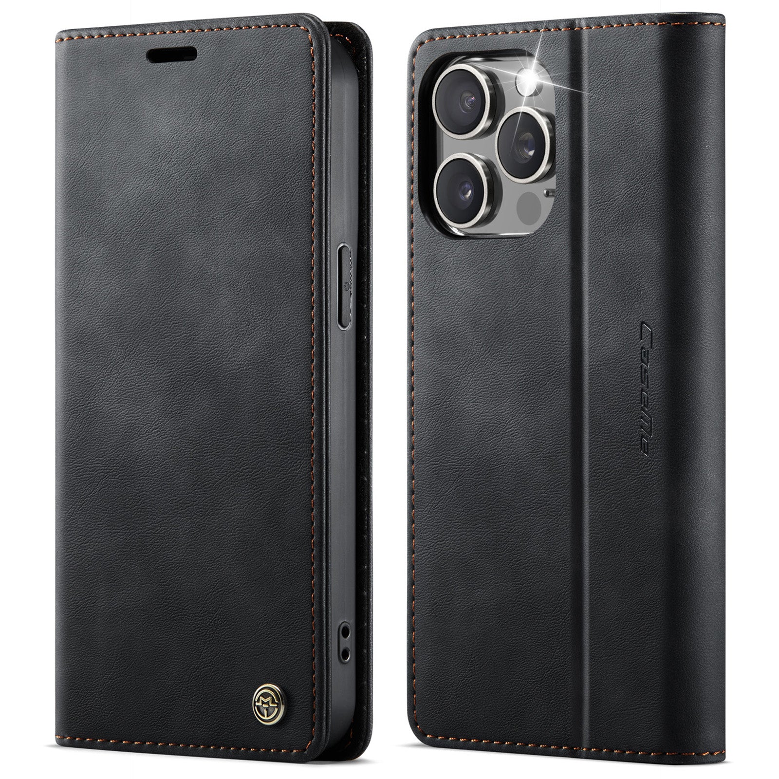 For iPhone 14 Pro Max Case CASEME 033 Series RFID Blocking Wallet Stand Calf Texture Leather Phone Cover - TechGearPal