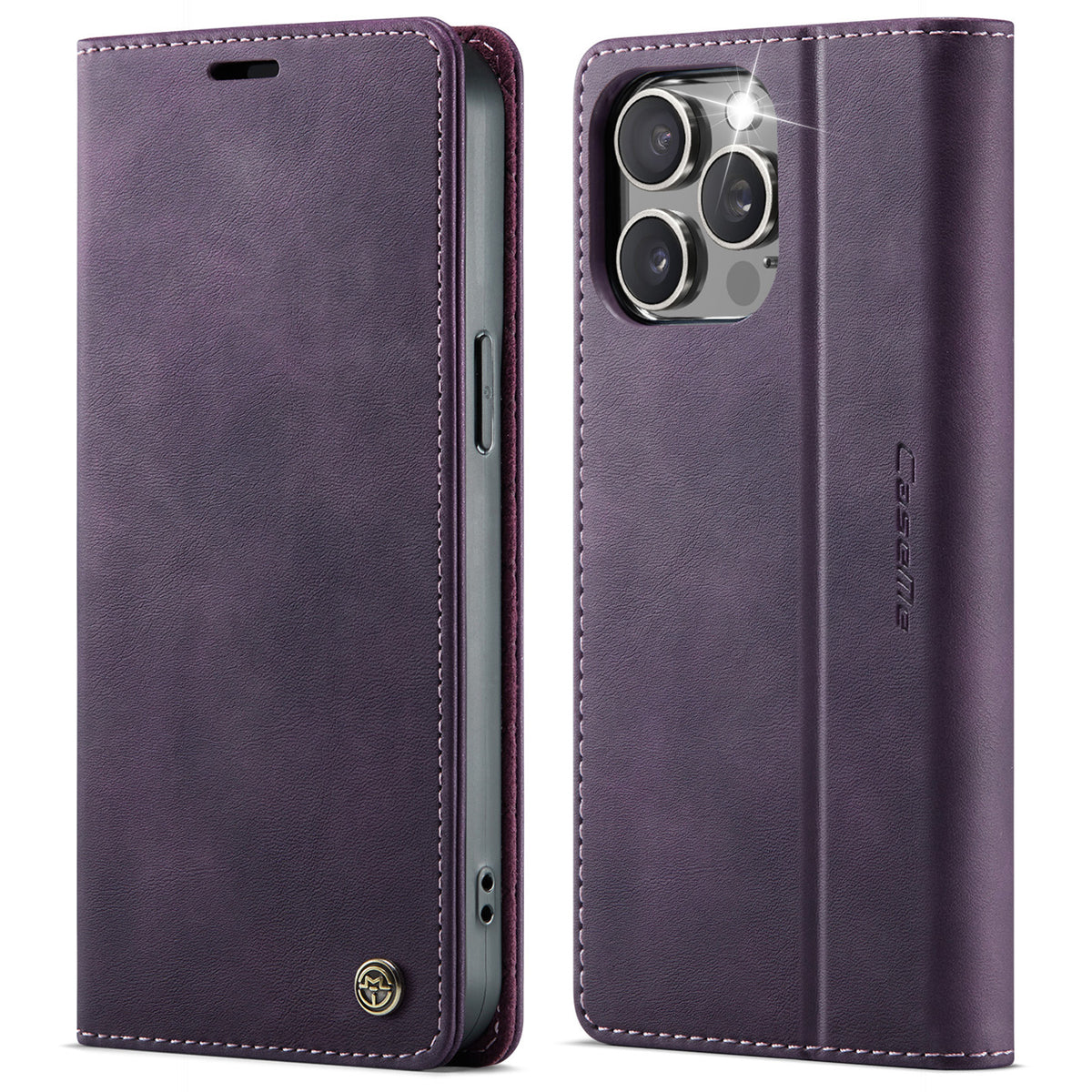 For iPhone 14 Pro Max Case CASEME 033 Series RFID Blocking Wallet Stand Calf Texture Leather Phone Cover - TechGearPal