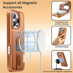 Étui magnétique Caseneo pour iPhone 16 Pro Max avec dragonne en cuir synthétique et PC 