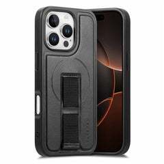 Étui magnétique Caseneo pour iPhone 16 Pro Max avec dragonne en cuir synthétique et PC 