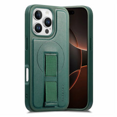 Étui magnétique Caseneo pour iPhone 16 Pro Max avec dragonne en cuir synthétique et PC 