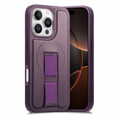 Étui magnétique Caseneo pour iPhone 16 Pro Max avec dragonne en cuir synthétique et PC 