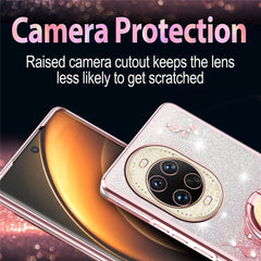 KADEM For Huawei nova 14 Ultra 5G Case Ring Kickstand TPU Flowers Phone Cover Gradient Glitter