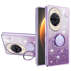 KADEM For Huawei nova 14 Ultra 5G Case Ring Kickstand TPU Flowers Phone Cover Gradient Glitter