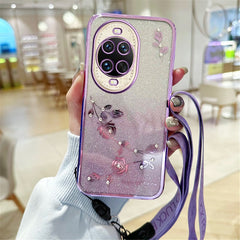 KADEM For Huawei nova 14 Ultra 5G Case Flower Pattern TPU Gradient Phone Cover with Lanyards