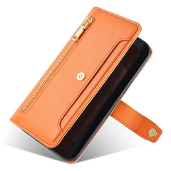 Étui portefeuille en cuir avec fermeture éclair et 2 sangles pour Samsung Galaxy S25 
