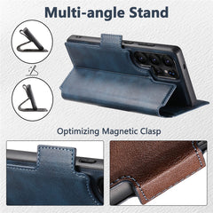 SUTENI Q-07 For Samsung Galaxy S23 Ultra Case Magnetic Color Splicing Cowhide Texture Leather Cover
