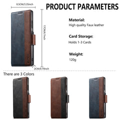 SUTENI Q-07 For Samsung Galaxy S23 Ultra Case Magnetic Color Splicing Cowhide Texture Leather Cover