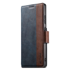 SUTENI Q-07 For Samsung Galaxy S23 Ultra Case Magnetic Color Splicing Cowhide Texture Leather Cover