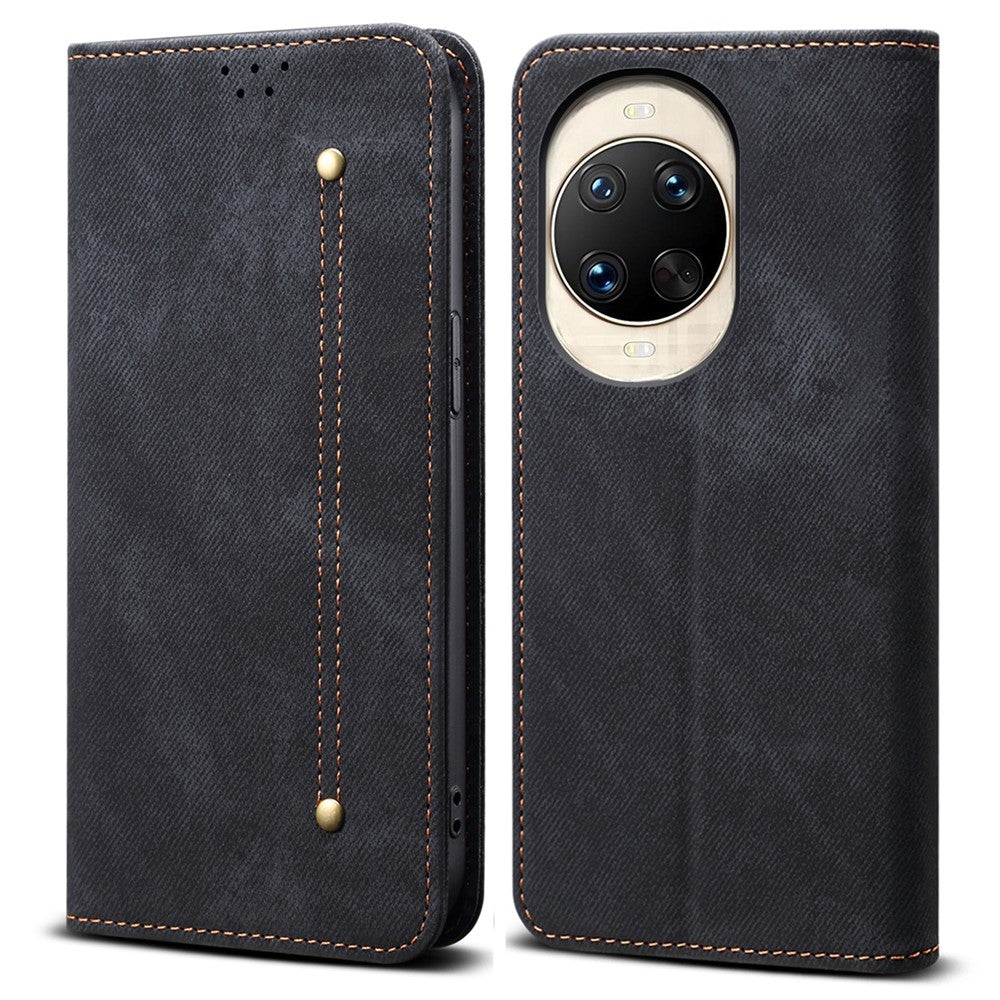 Coque en cuir anti-rayures pour Huawei Nova 14 Pro 5G, texture jean, support 
