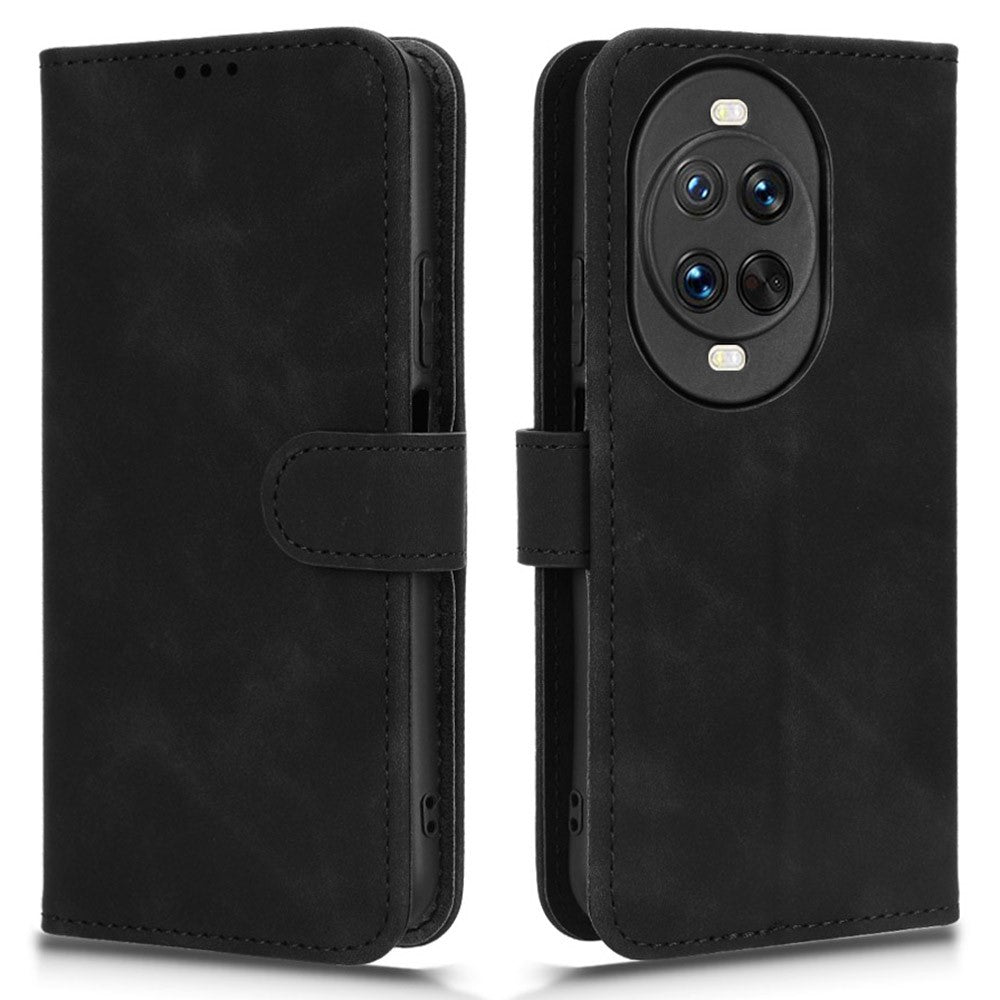 Étui portefeuille en cuir à rabat pour Huawei Nova 14 Pro 5G, effet peau de pêche, anti-chute 