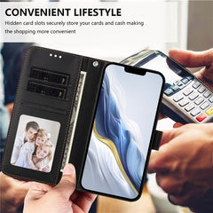 For iPhone 16 Pro Leather Case Wallet Stand Phone Cover with Wrist Strap