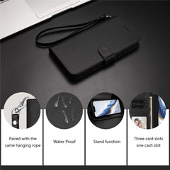 For iPhone 16 Pro Leather Case Wallet Stand Phone Cover with Wrist Strap