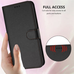 For iPhone 16 Pro Leather Case Wallet Stand Phone Cover with Wrist Strap