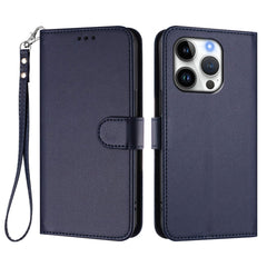 For iPhone 16 Pro Leather Case Wallet Stand Phone Cover with Wrist Strap
