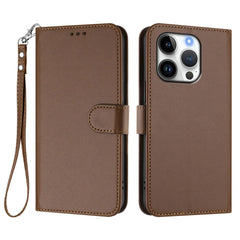 For iPhone 16 Pro Leather Case Wallet Stand Phone Cover with Wrist Strap