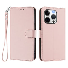 For iPhone 16 Pro Leather Case Wallet Stand Phone Cover with Wrist Strap