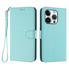 For iPhone 16 Pro Leather Case Wallet Stand Phone Cover with Wrist Strap