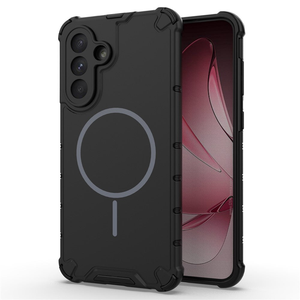 For Samsung Galaxy A56 5G Magnetic Case Corrugated Texture Heat Dissipation TPU + PC Phone Back Cover