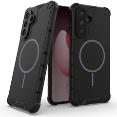 For Samsung Galaxy A56 5G Magnetic Case Corrugated Texture Heat Dissipation TPU + PC Phone Back Cover