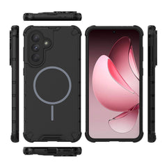 For Samsung Galaxy A56 5G Magnetic Case Corrugated Texture Heat Dissipation TPU + PC Phone Back Cover