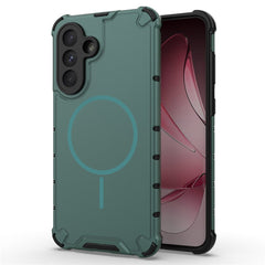 For Samsung Galaxy A56 5G Magnetic Case Corrugated Texture Heat Dissipation TPU + PC Phone Back Cover