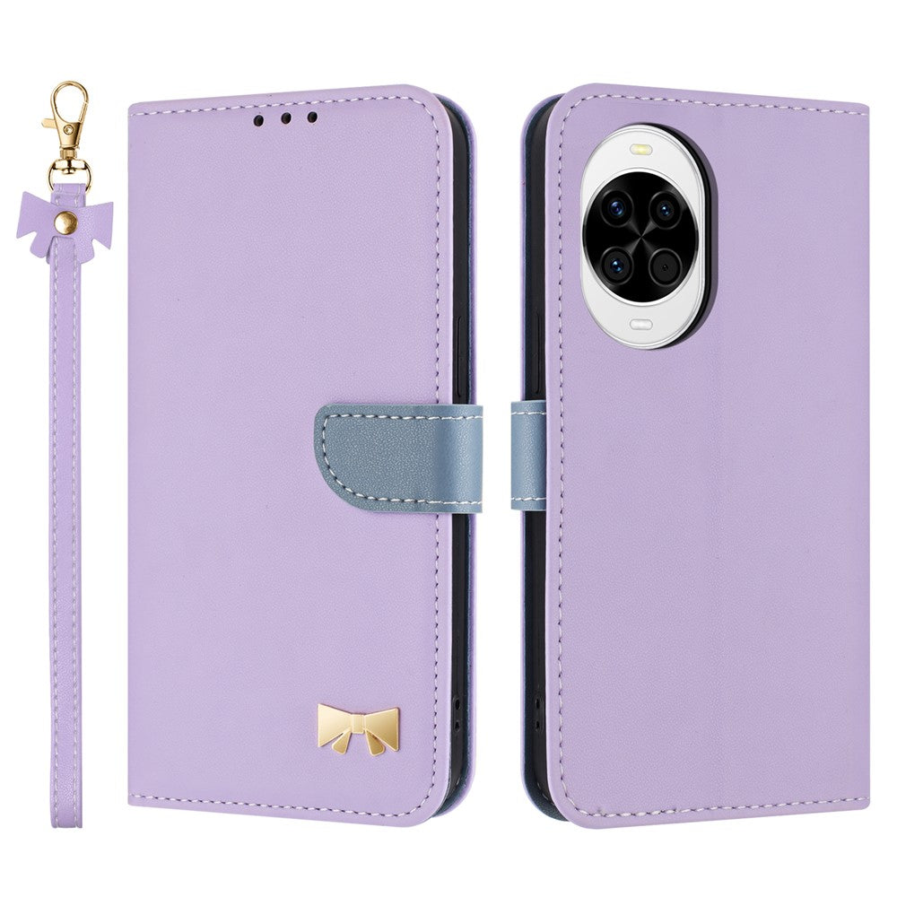 Étui portefeuille en cuir avec dragonne pour Huawei Nova 14 5G, motif nœud papillon 