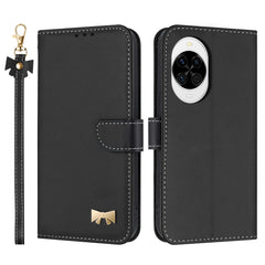 Étui portefeuille en cuir avec dragonne pour Huawei Nova 14 5G, motif nœud papillon 