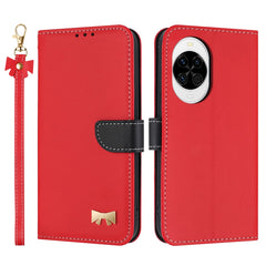 Étui portefeuille en cuir avec dragonne pour Huawei Nova 14 5G, motif nœud papillon 