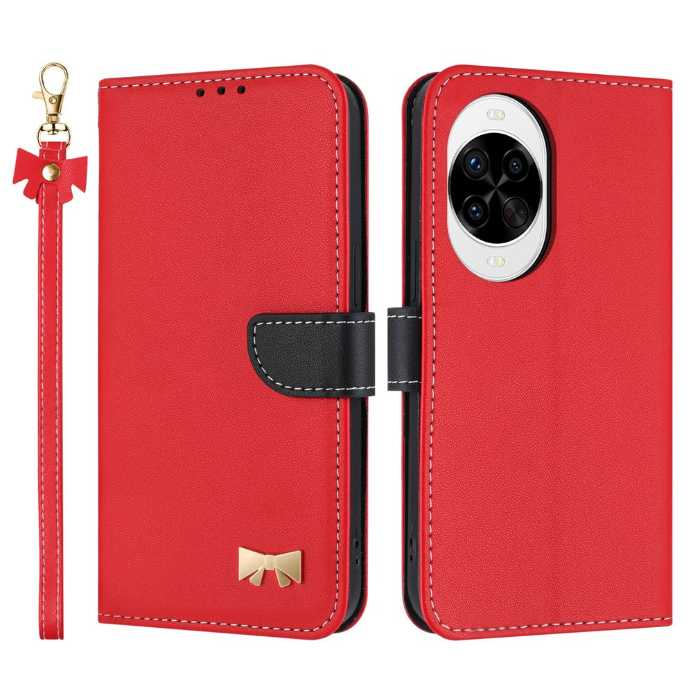 Étui portefeuille en cuir avec dragonne pour Huawei Nova 14 Pro 5G, motif nœud papillon 