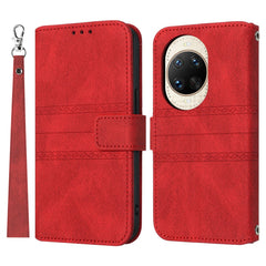 For Huawei nova 14 Ultra 5G Case Wallet Skin-Touch Leather Imprinted Phone Cover with Wrist Strap