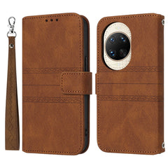 For Huawei nova 14 Ultra 5G Case Wallet Skin-Touch Leather Imprinted Phone Cover with Wrist Strap
