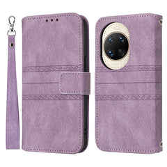 For Huawei nova 14 Ultra 5G Case Wallet Skin-Touch Leather Imprinted Phone Cover with Wrist Strap