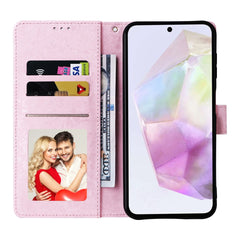 For Samsung Galaxy A17 5G / A26 5G Case RFID Blocking Flower Leather Phone Cover with Wrist Strap