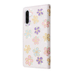 For Samsung Galaxy A17 5G / A26 5G Case RFID Blocking Flower Leather Phone Cover with Wrist Strap