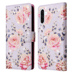 For Samsung Galaxy A17 5G / A26 5G Case RFID Blocking Flower Leather Phone Cover with Wrist Strap