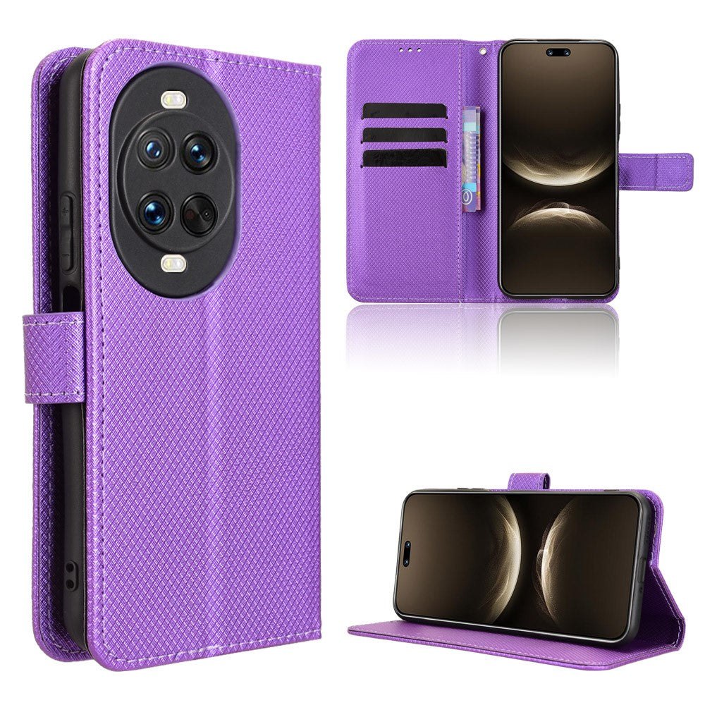 For Huawei nova 14 Pro 5G Leather Wallet Case with Strap Diamond Texture Phone Cover