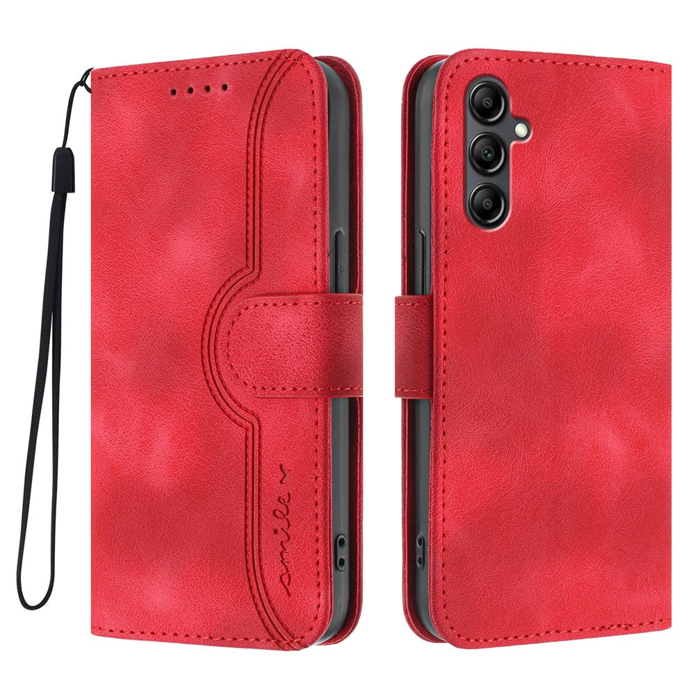 For Samsung Galaxy A17 5G / A26 5G Leather Case Wallet Stand Smile Imprinted Phone Cover with Strap