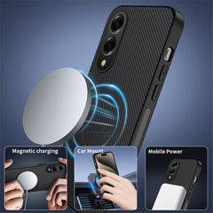For Samsung Galaxy S25 Edge Case Compatible with MagSafe WANLONFENG TQ Series Carbon Fiber Texture PC TPU Phone Cover