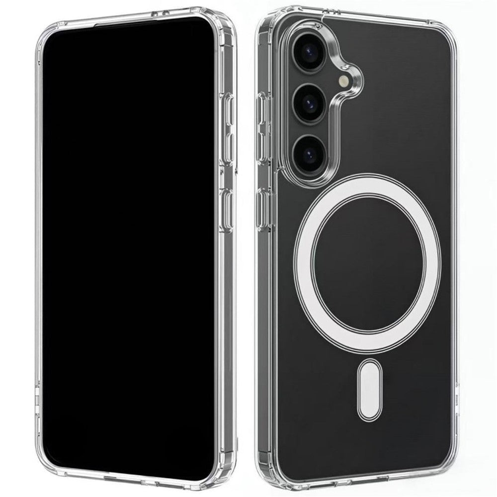 For Samsung Galaxy S24+ Clear Case Compatible with MagSafe WANLONFENG LM2 Series Phone Cover (Big Lens Hole)