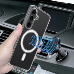 For Samsung Galaxy S24+ Clear Case Compatible with MagSafe WANLONFENG LM2 Series Phone Cover (Big Lens Hole)