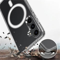 For Samsung Galaxy S24+ Clear Case Compatible with MagSafe WANLONFENG LM2 Series Phone Cover (Big Lens Hole)