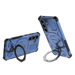 For Samsung Galaxy S25 Magnetic Case Rotating Metal Kickstand PC + TPU Phone Back Cover